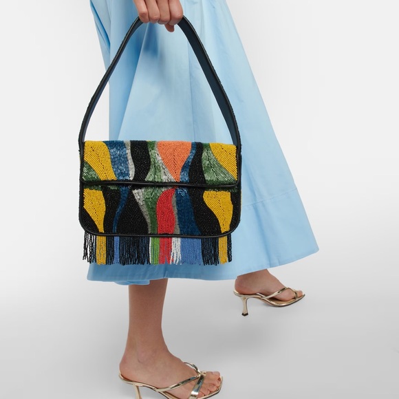 STAUD Handbags - STAUD BEADED TOMMY BAG MULTI COLOR FRINGE